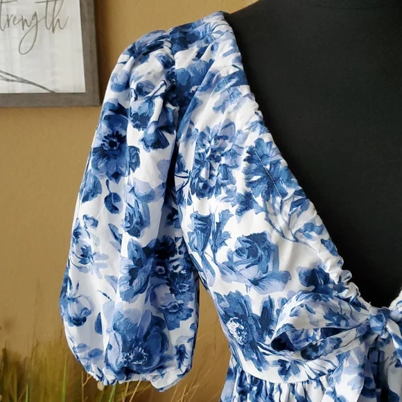 Abercrombie & Fitch Blue Floral Dress - Picture 5 of 16